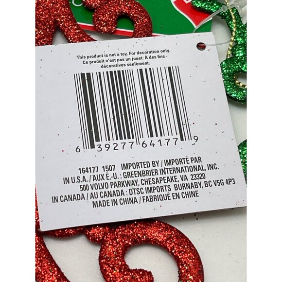 Set Of 2 Glittery Christmas Tree Ornaments - Red & Green - By Christmas House - Picture 4 of 6